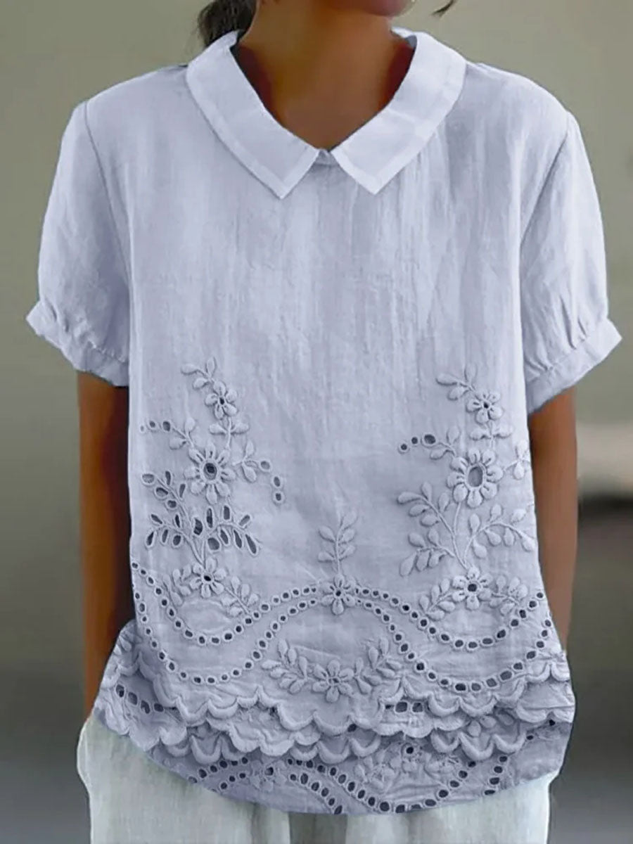 Lily | Floral Embroidery Shirt