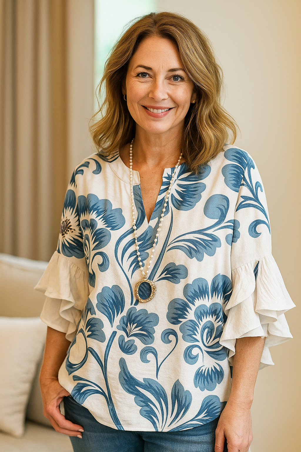Blue flourish™ | bold ruffle blouse