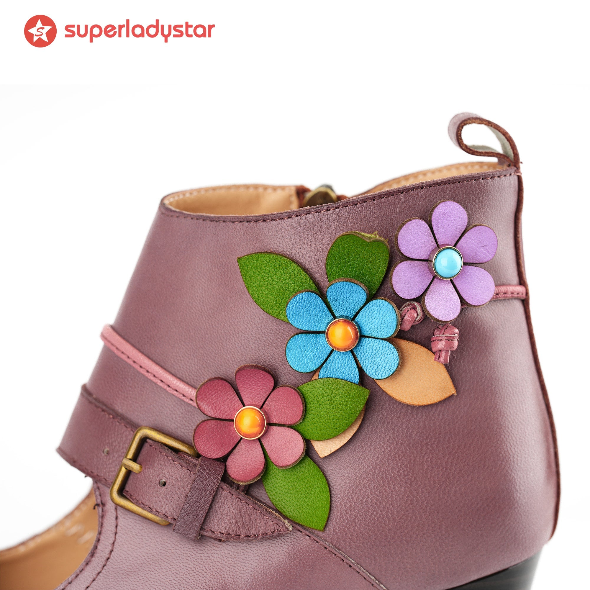 Floral Buckle Elegance Meets Ankle Boots