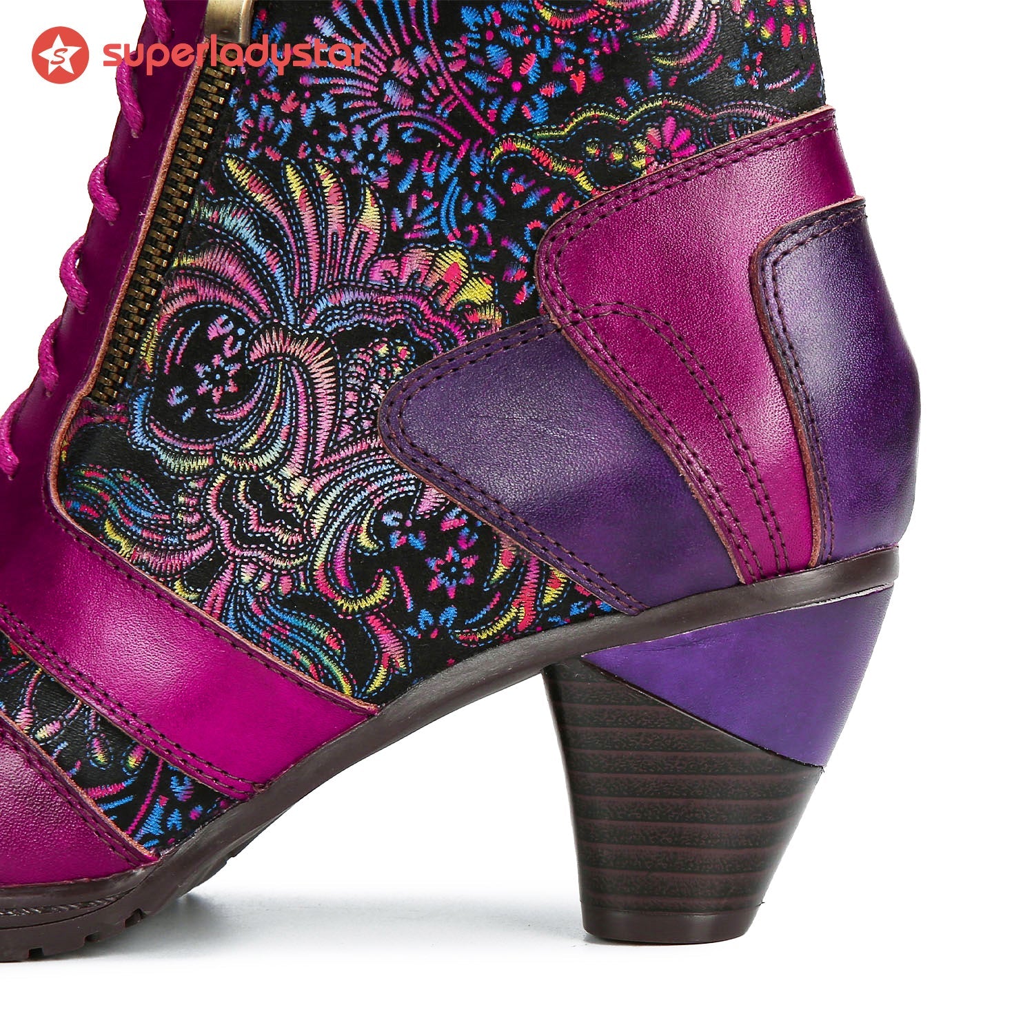 Retro Handmade Leather Patchwork Ankle Boots