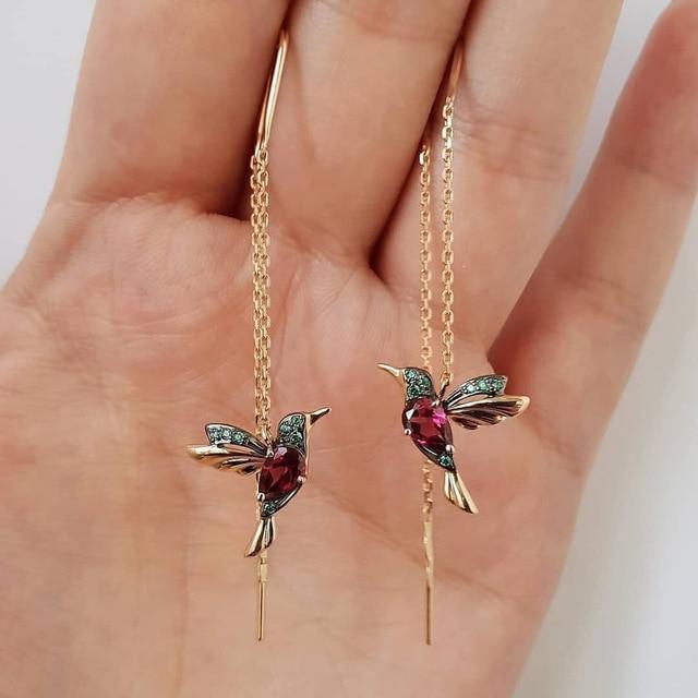Ophira | Earrings with Hummingbird Enamel and Zircons