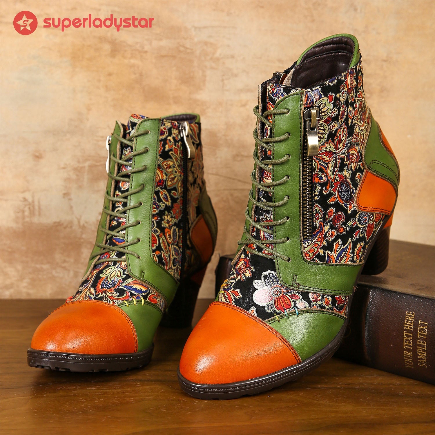 Retro Handmade Leather Patchwork Ankle Boots