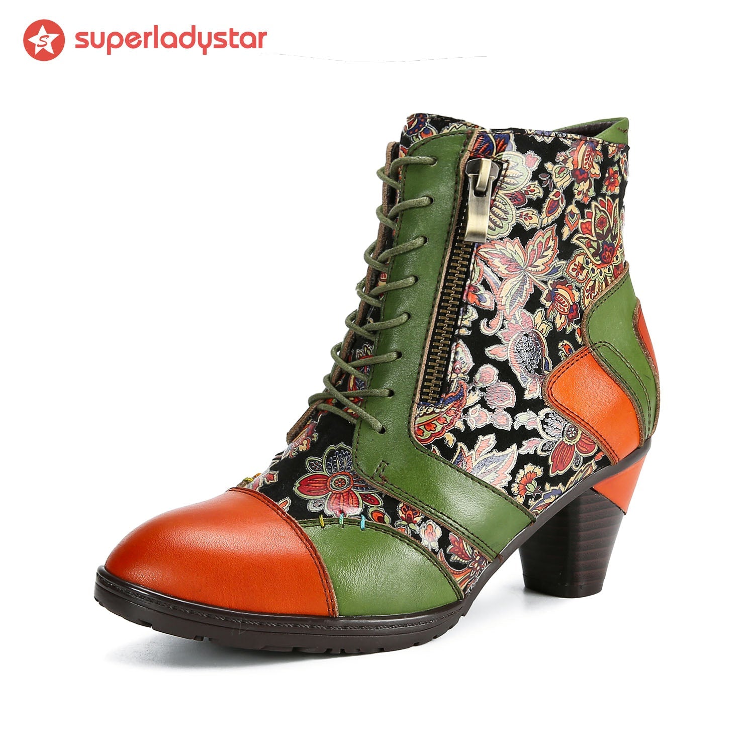 Retro Handmade Leather Patchwork Ankle Boots