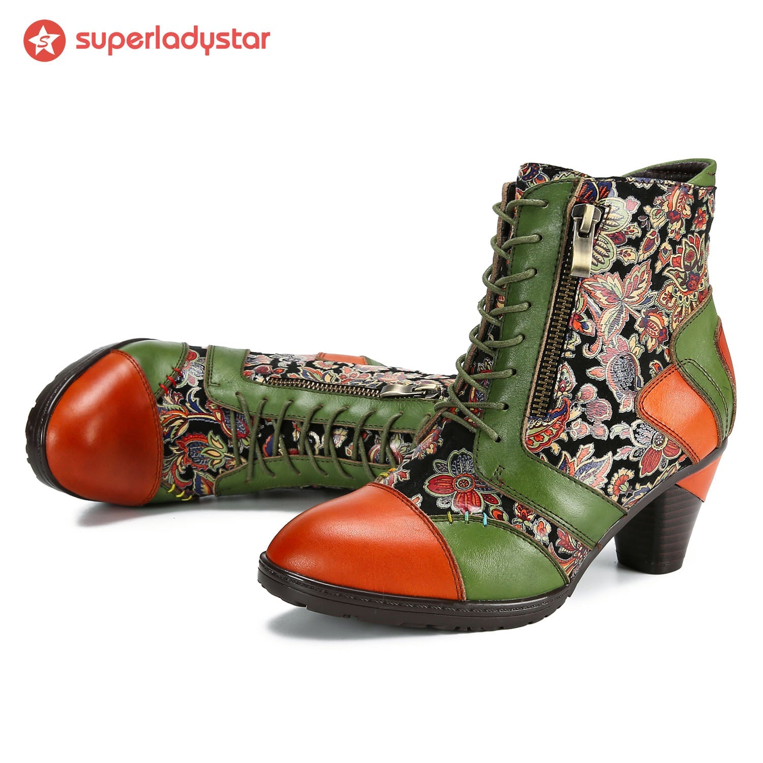 Retro Handmade Leather Patchwork Ankle Boots