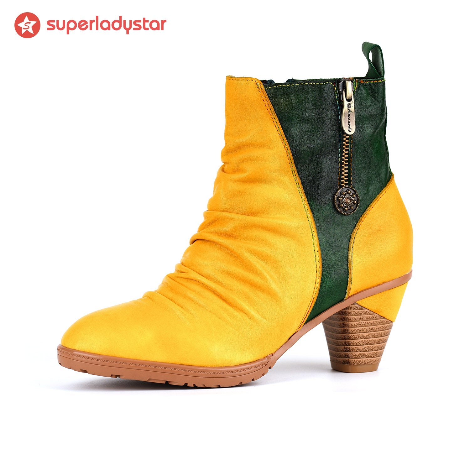 Elegant Two-Tone Genuine Leather Ankle Boots