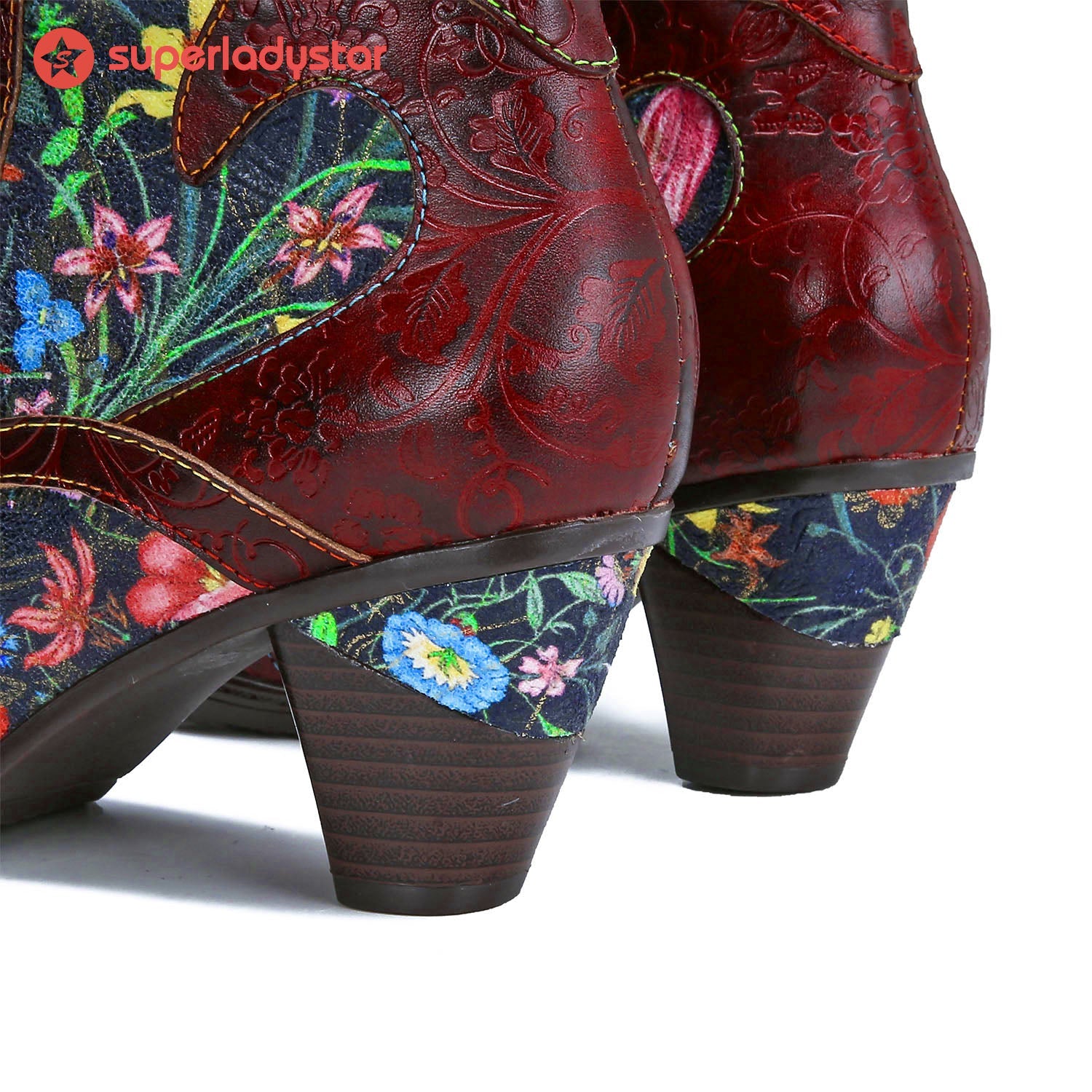 Retro Handmade Leather Patchwork Ankle Boots