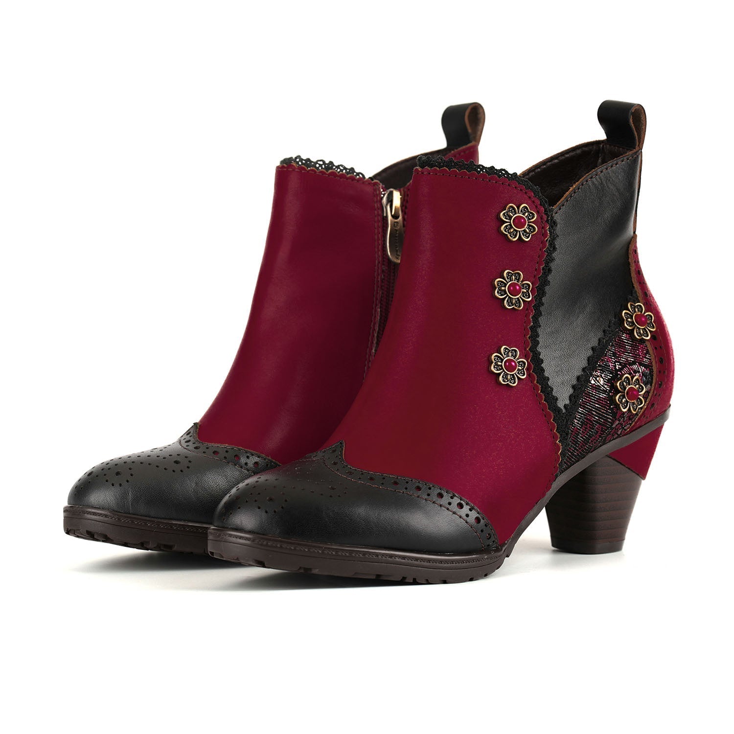 Noble Rose Embroidered Ankle Boots