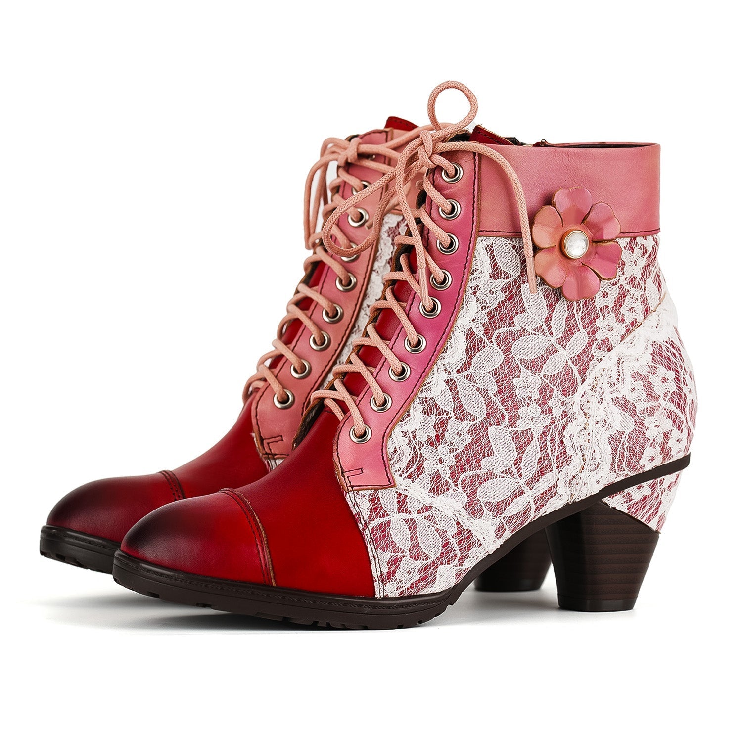 Vintage Lace Romance Ankle Boots