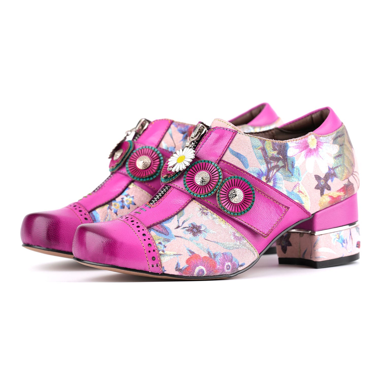Vintage Handmade Artistic Color-Block Shoes
