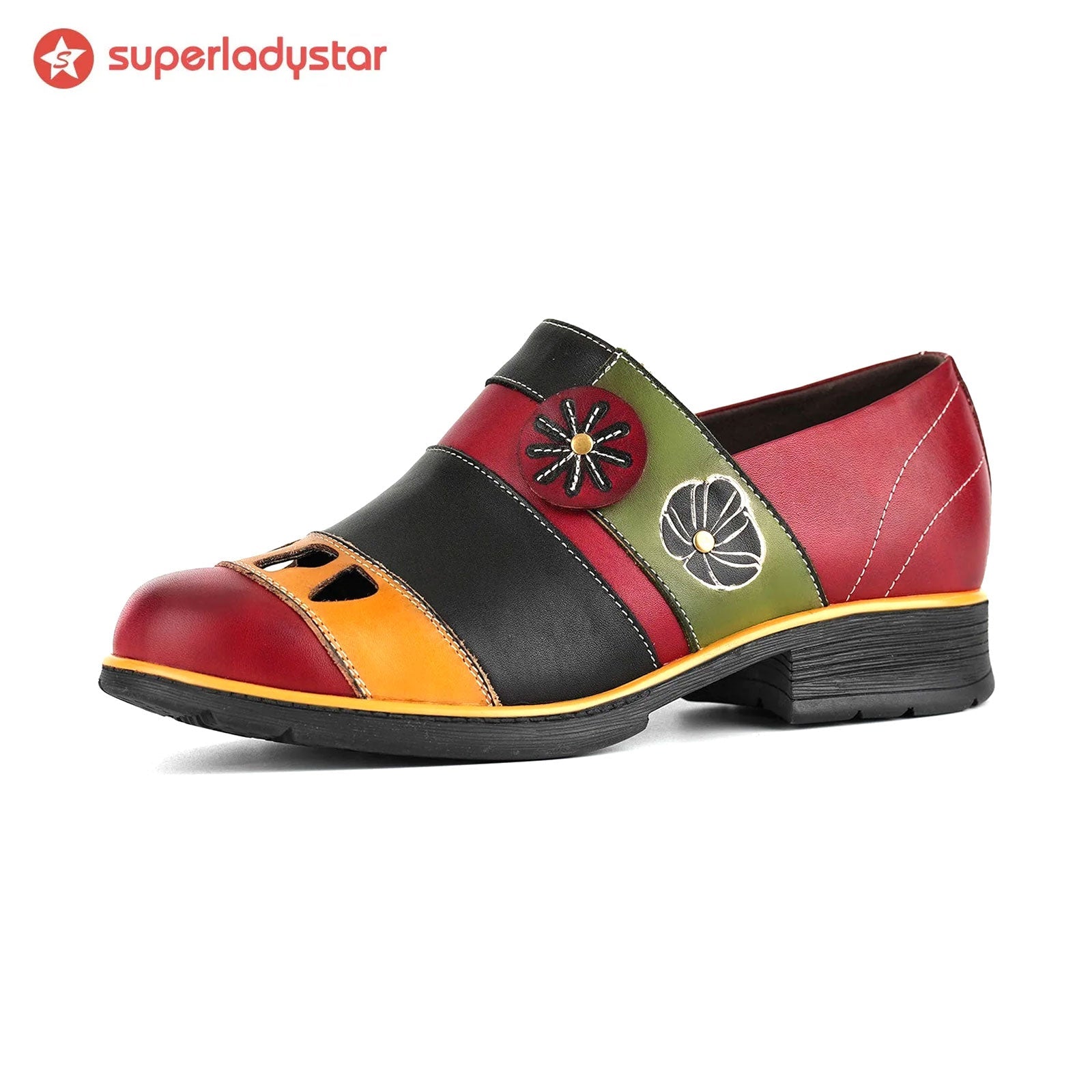 Floral Color-Block Loafers Flats