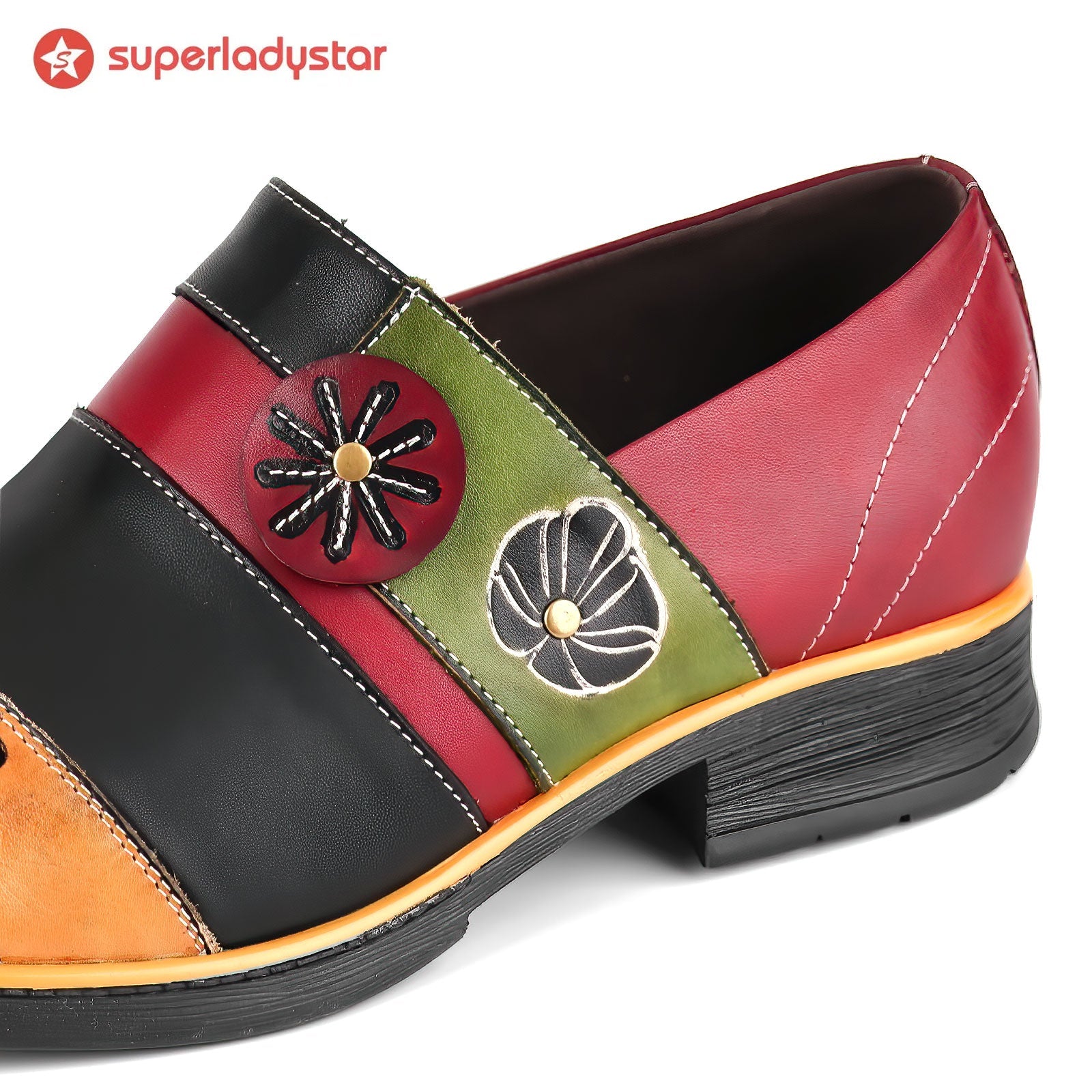 Floral Color-Block Loafers Flats
