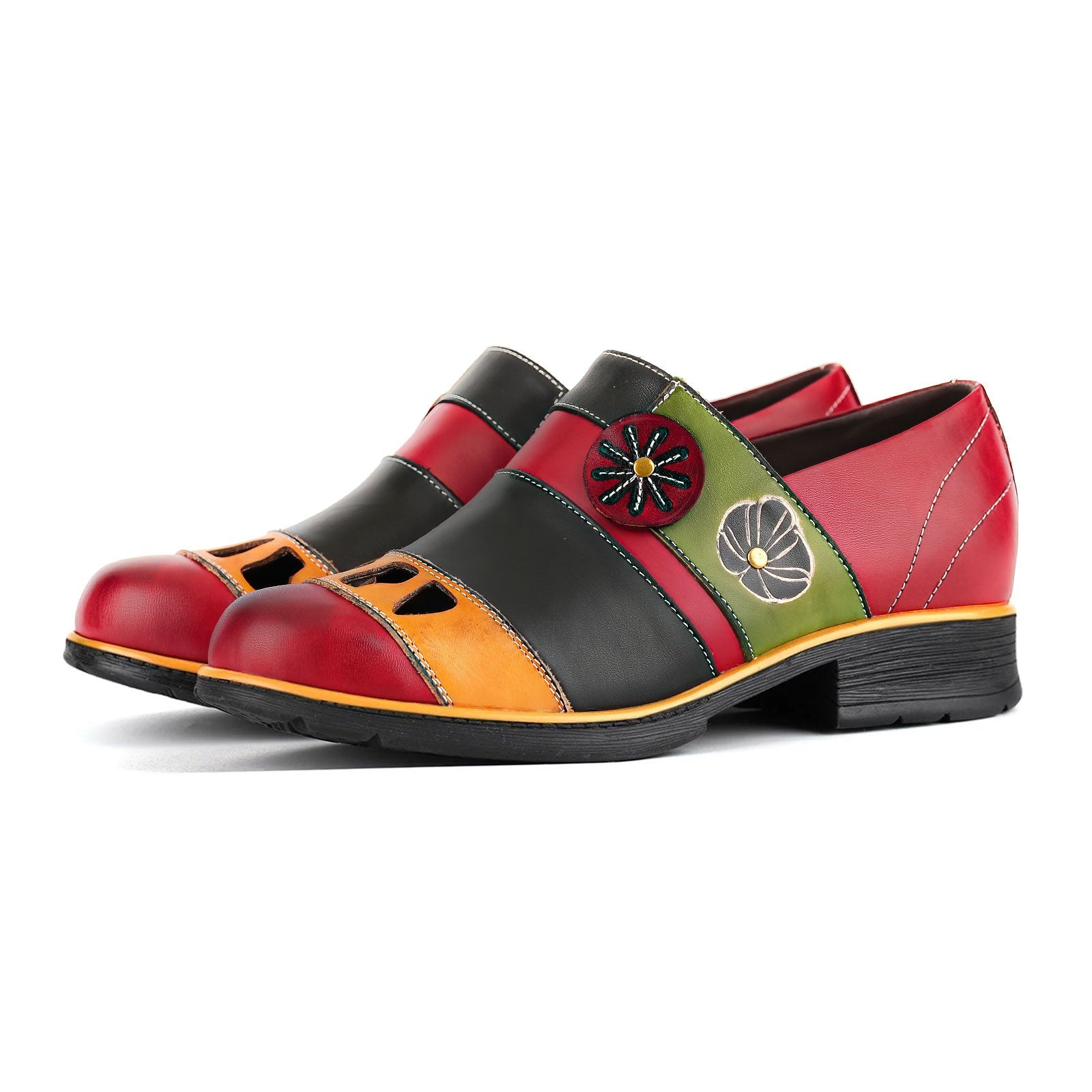 Floral Color-Block Loafers Flats