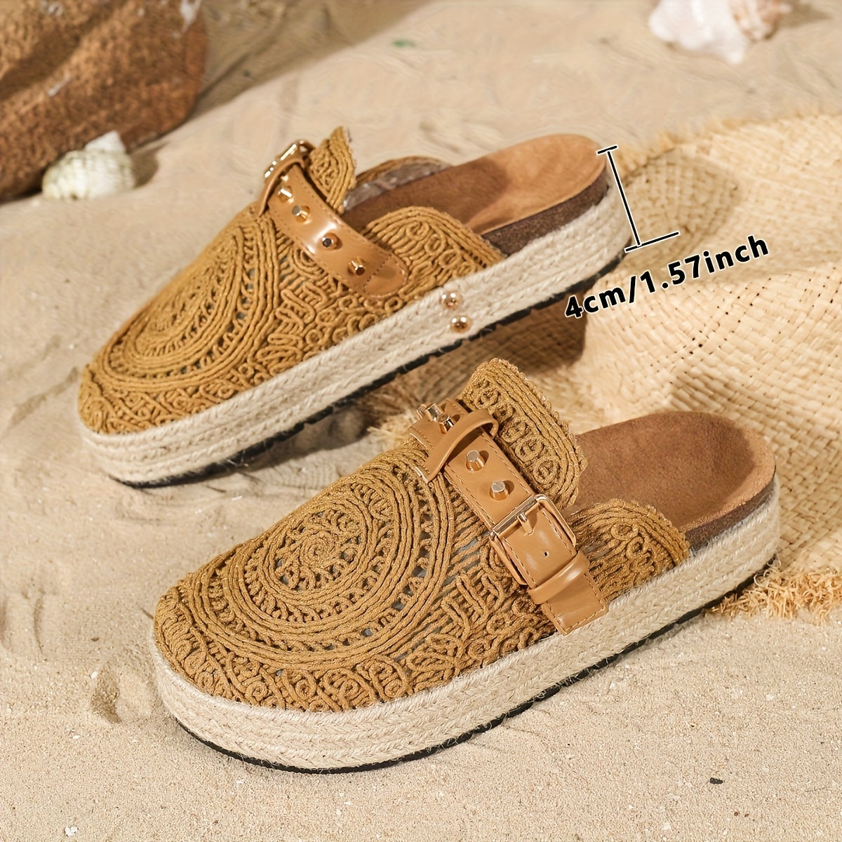 Amara™ | Crochet Buckle Comfort Mules