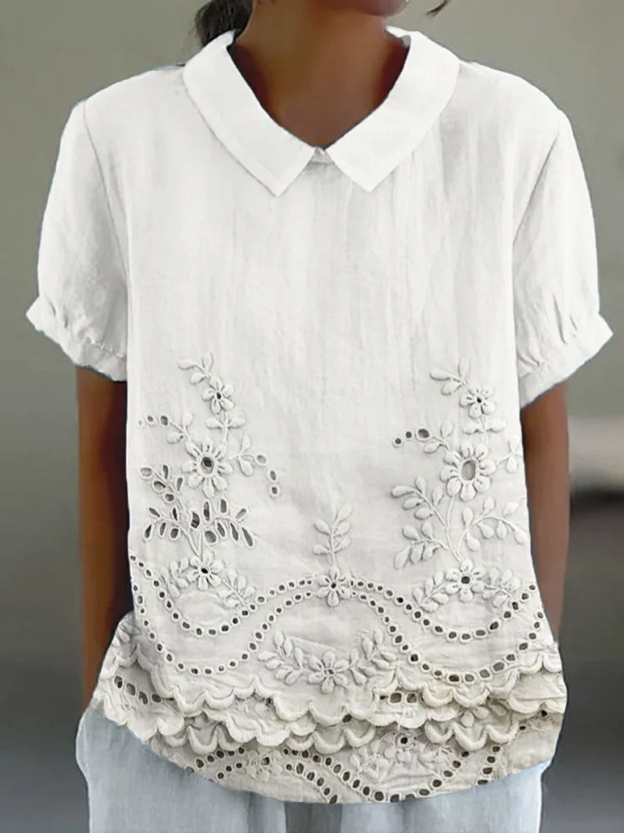 Lily | Floral Embroidery Shirt
