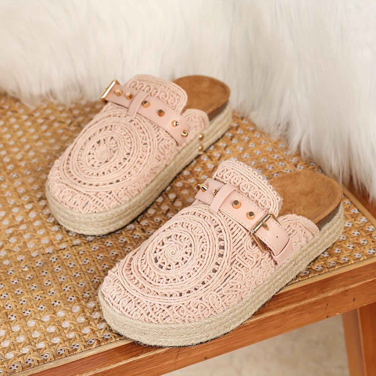 Amara™ | Crochet Buckle Comfort Mules