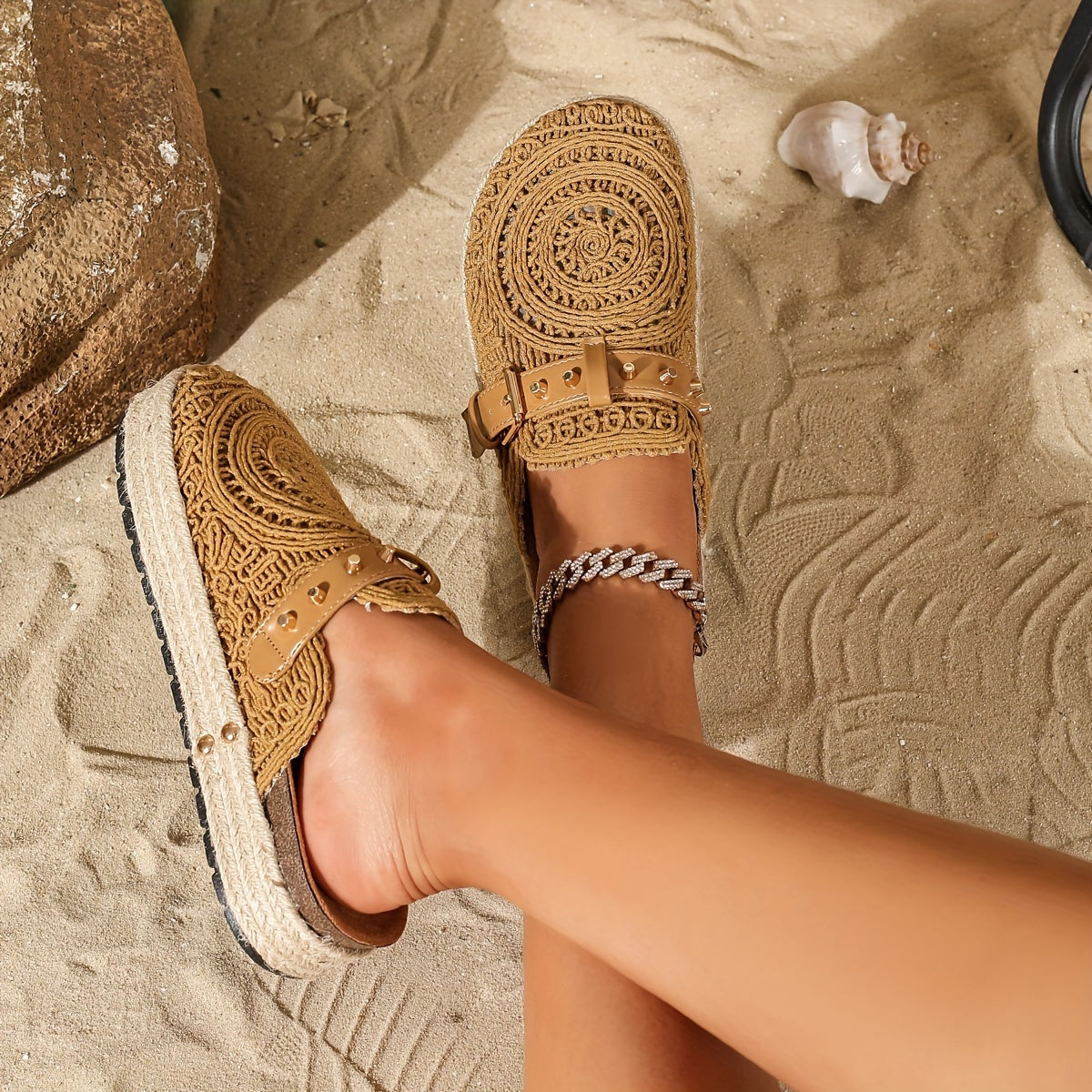 Amara™ | Crochet Buckle Comfort Mules