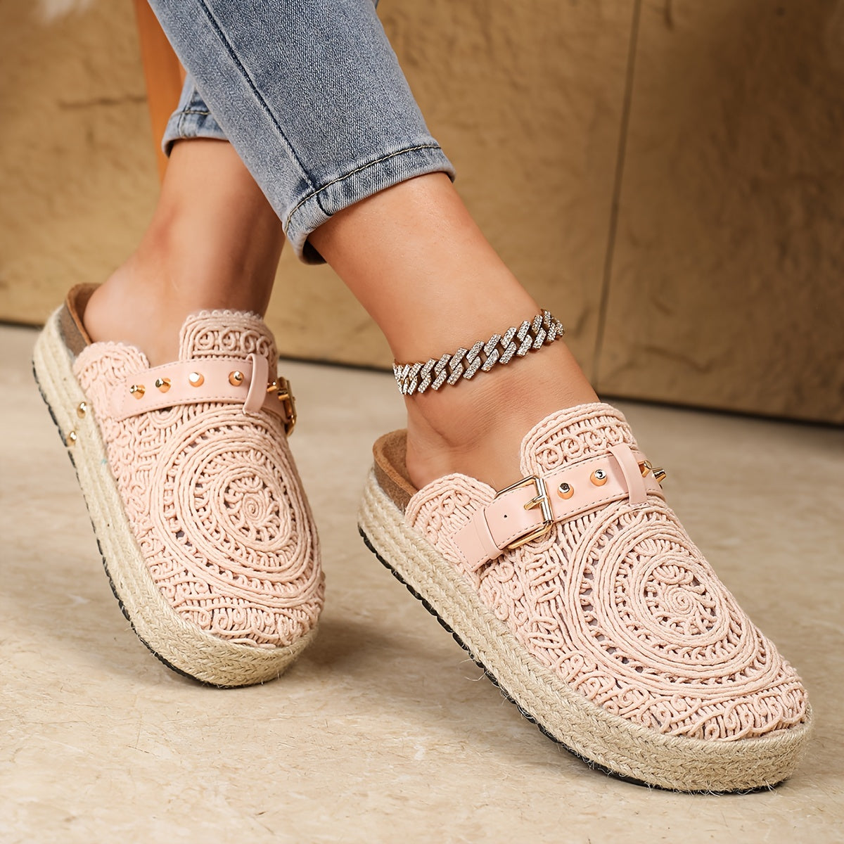 Amara™ | Crochet Buckle Comfort Mules