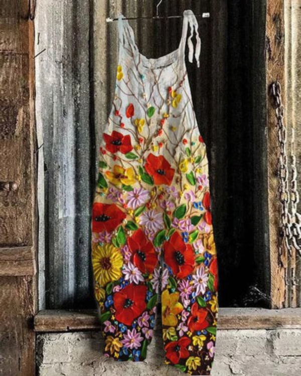 Vintage Floral Overall - Effortless Style for Women, Elegant & Comfortable