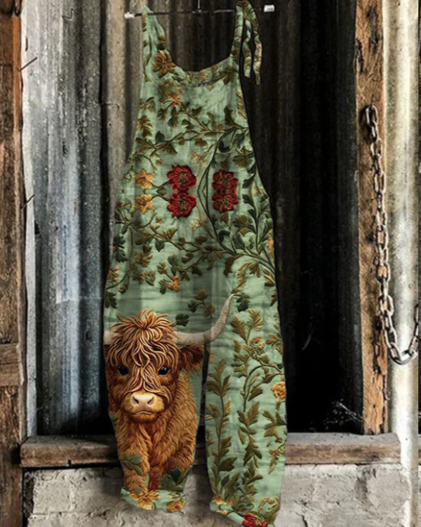 Vintage Floral Embroidery Overall - Effortless Style & Comfort for Women