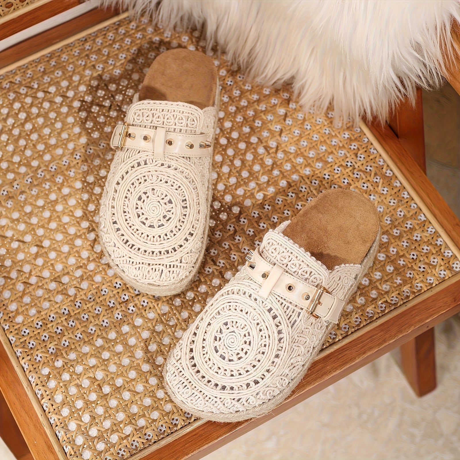 Amara™ | Crochet Buckle Comfort Mules