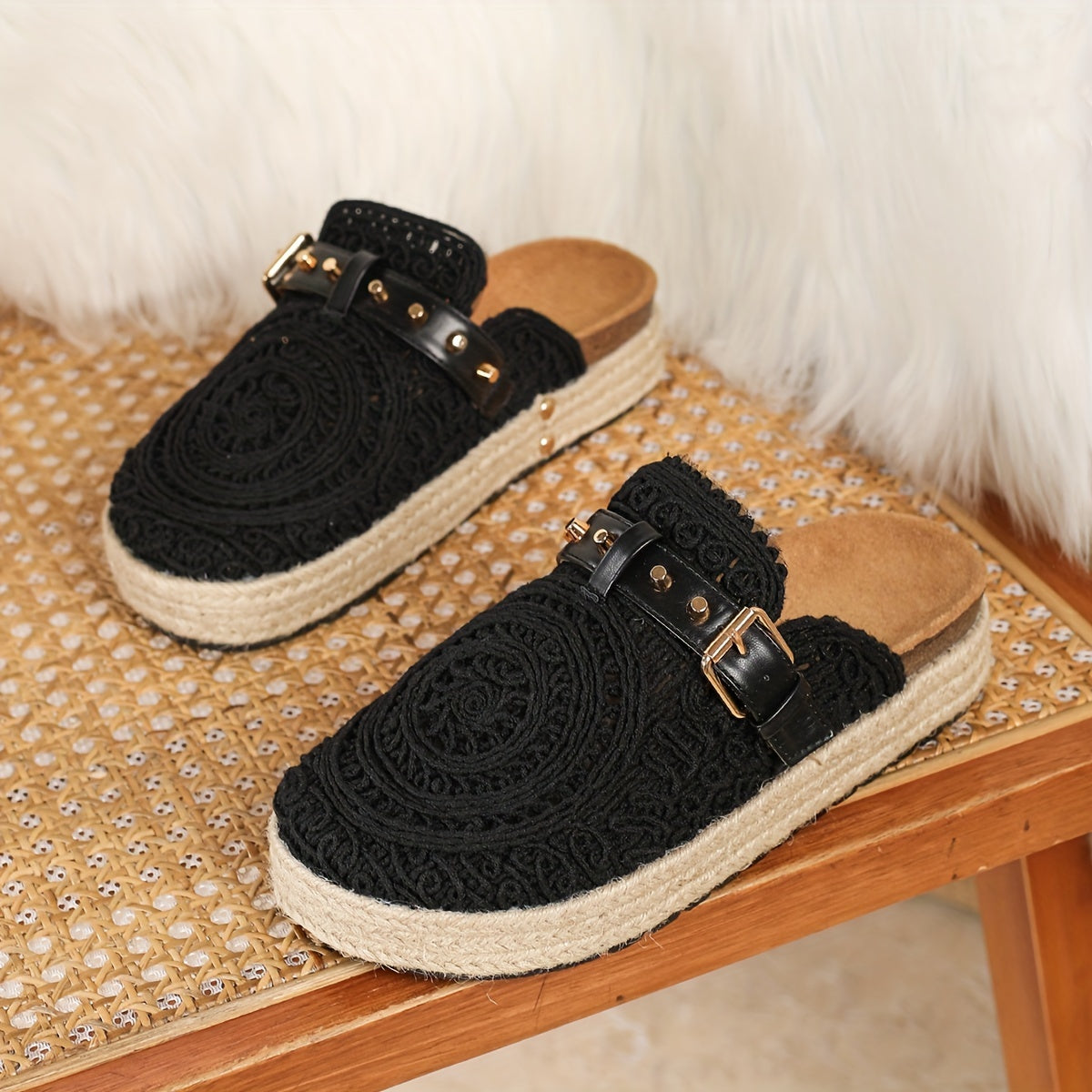 Amara™ | Crochet Buckle Comfort Mules