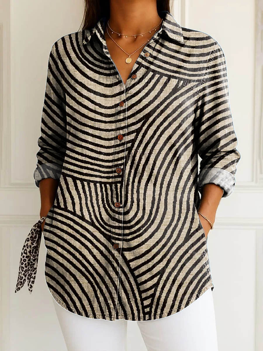 Ingrid | Spiraling Stripes Shirt