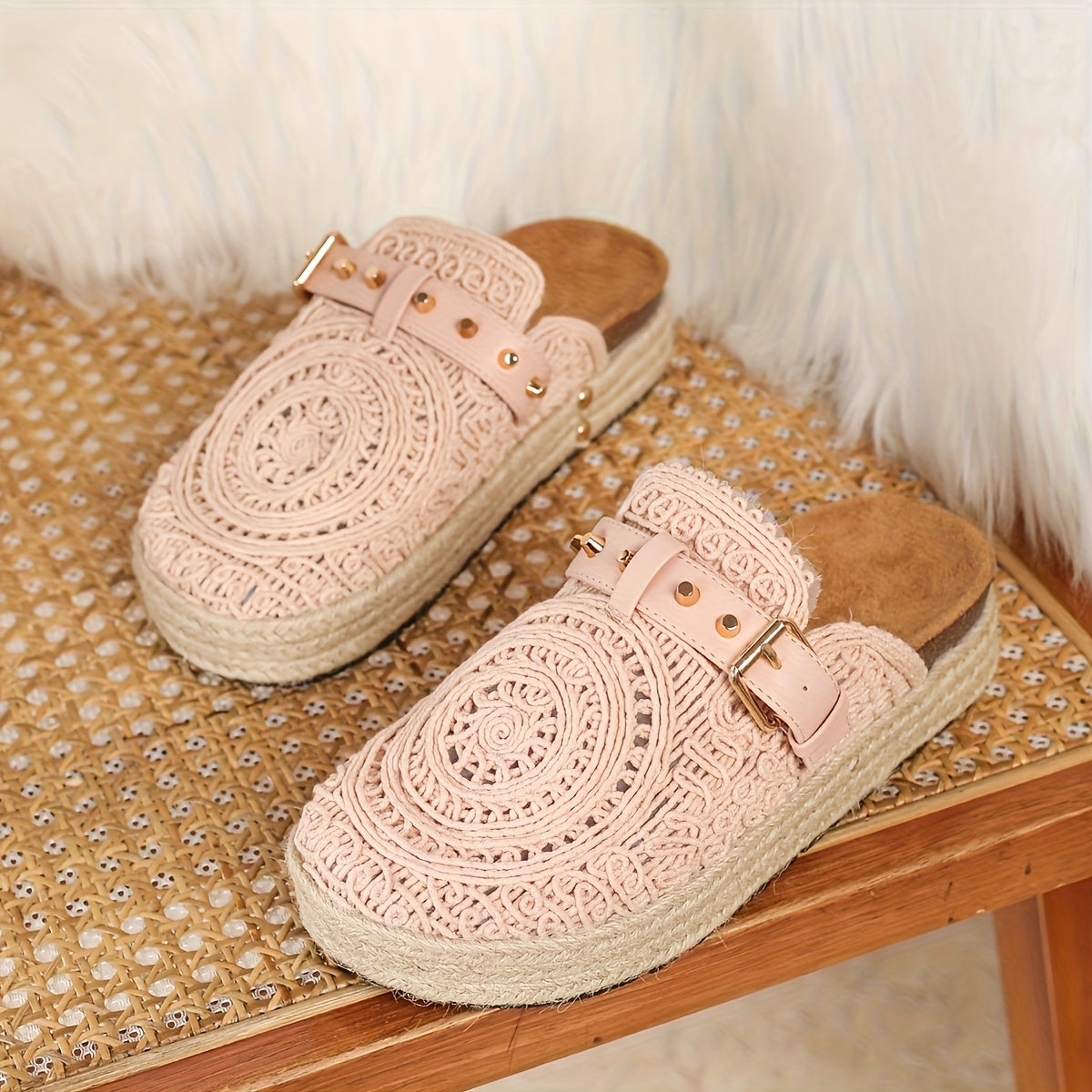 Amara™ | Crochet Buckle Comfort Mules