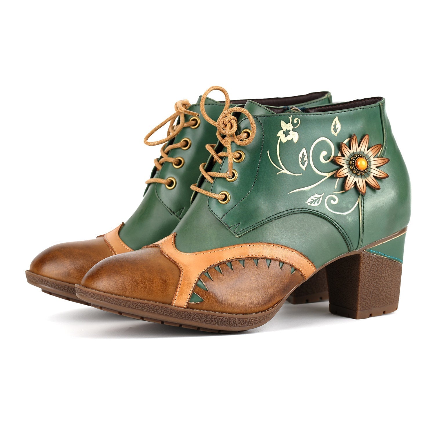 Elegant Vintage Embossed Lace-up Shoes