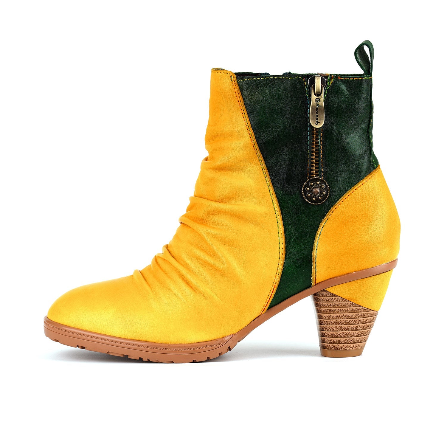 Elegant Two-Tone Genuine Leather Ankle Boots